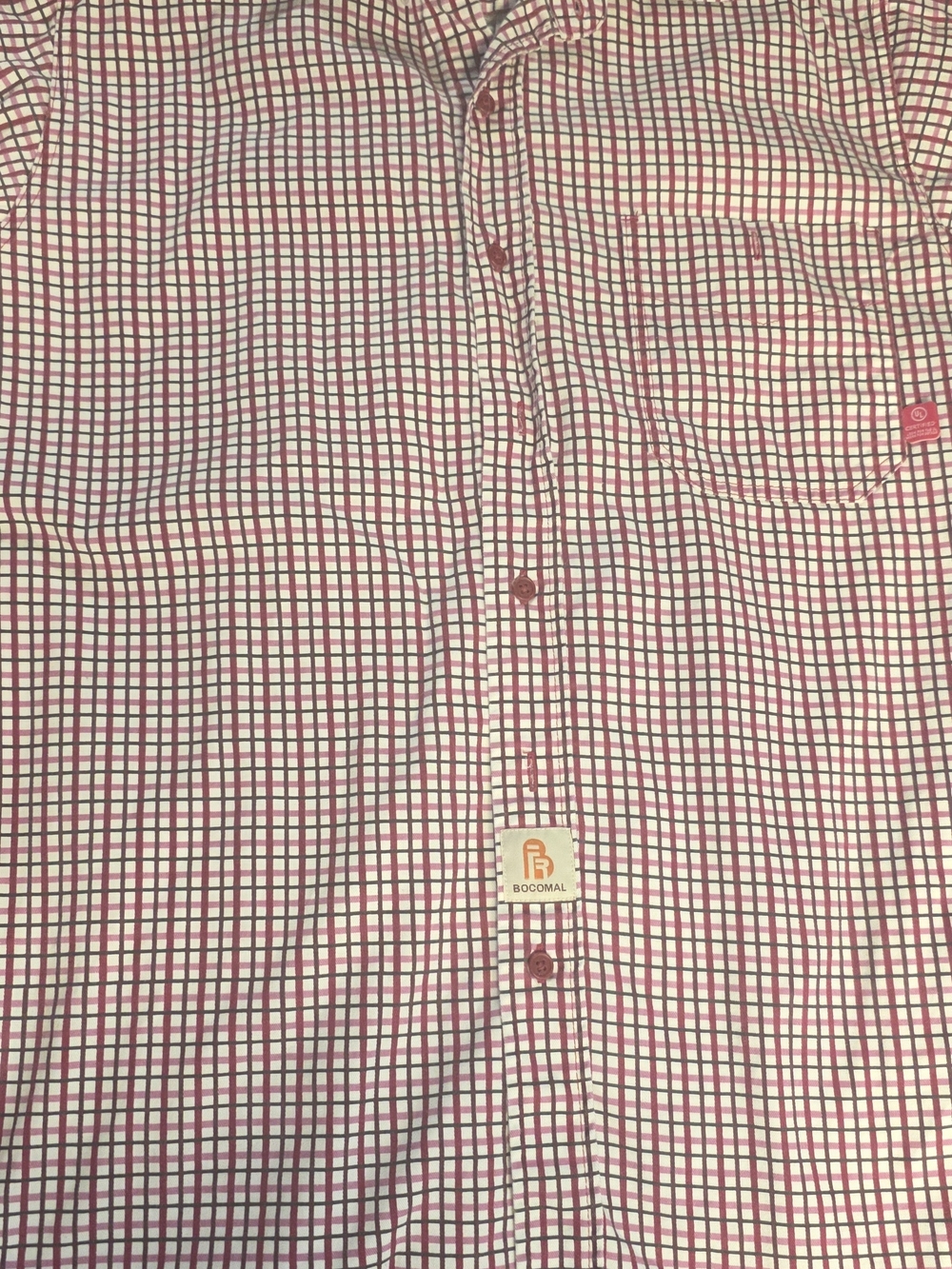 Casual Men's Button-Down Shirt in Pink Windowpane by BOCOMAL FR
